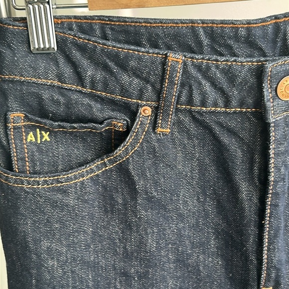 Armani Exchange Hi Waist Cuff Straight Ankle Dark Wash Jeans Women size 27 - Picture 9 of 17